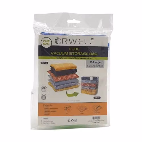 Orwell Cube Vacuum Storage Bag X-Large, Transparent White, W: 55 cm, D: 70 cm, H: 30 cm, 1 pack