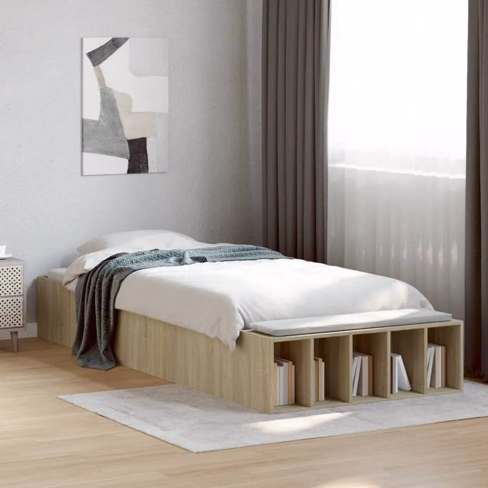 Berkfield Home Modern Small Single Bed Frame in Sonoma Oak, Beige, W/D/H: 80 x 190 x 30 cm – 2