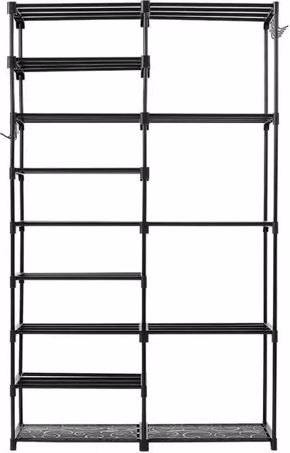 ERGOVEXA 9 Tier Metal Shoe Rack Storage Stand in Black