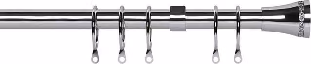 Terrys Trumpet Extendable Curtain Pole, Chrome, Silver, 16-19mm