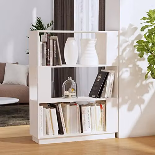 vidaXL White Solid Wood Pine Book Cabinet and Room Divider W/D/H: 80 x 25 x 101 cm – 2