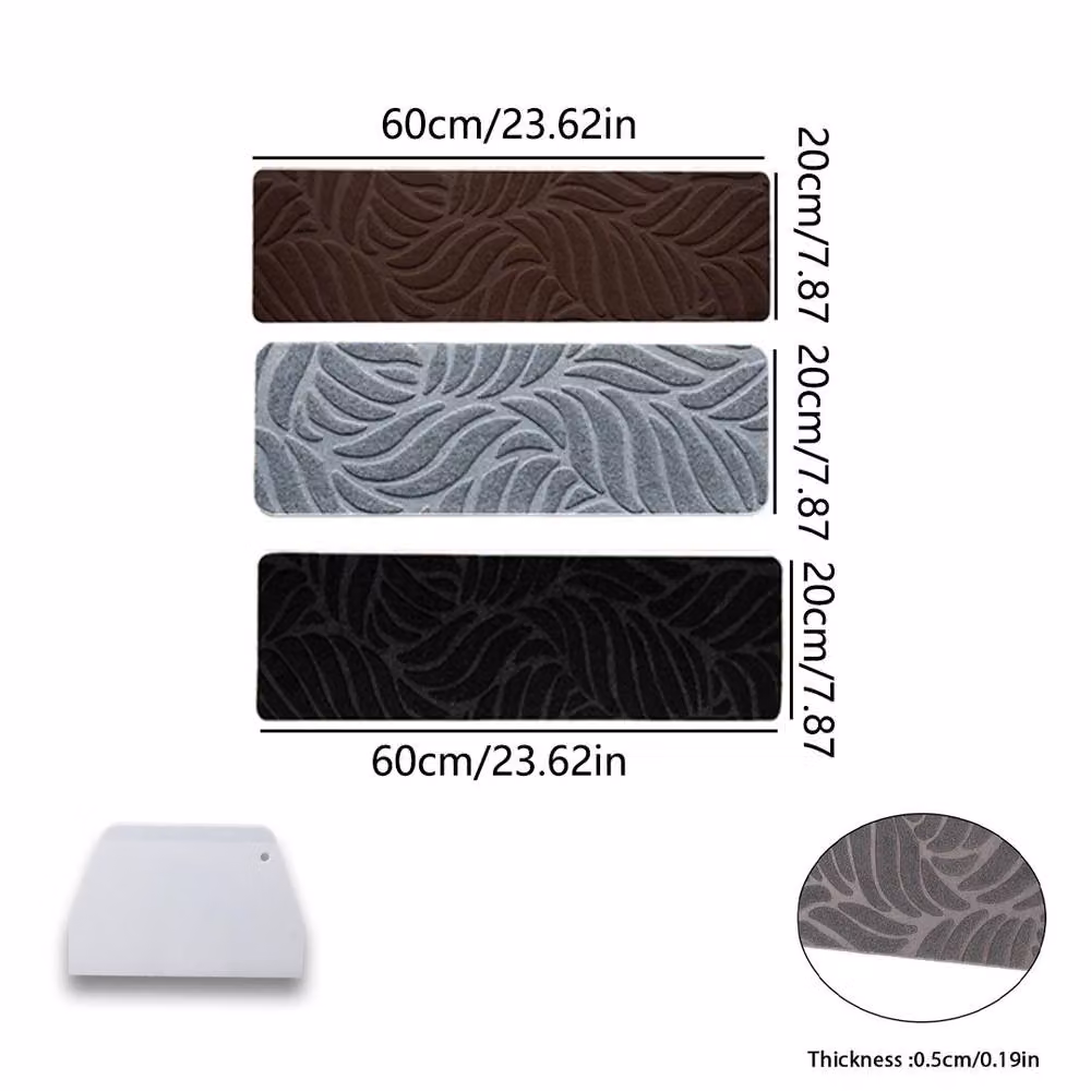 SPETLEK 15 Pcs Non-Slip Brown Stair Pads with Sound Dampening Polyester and Rubber Backing – 2