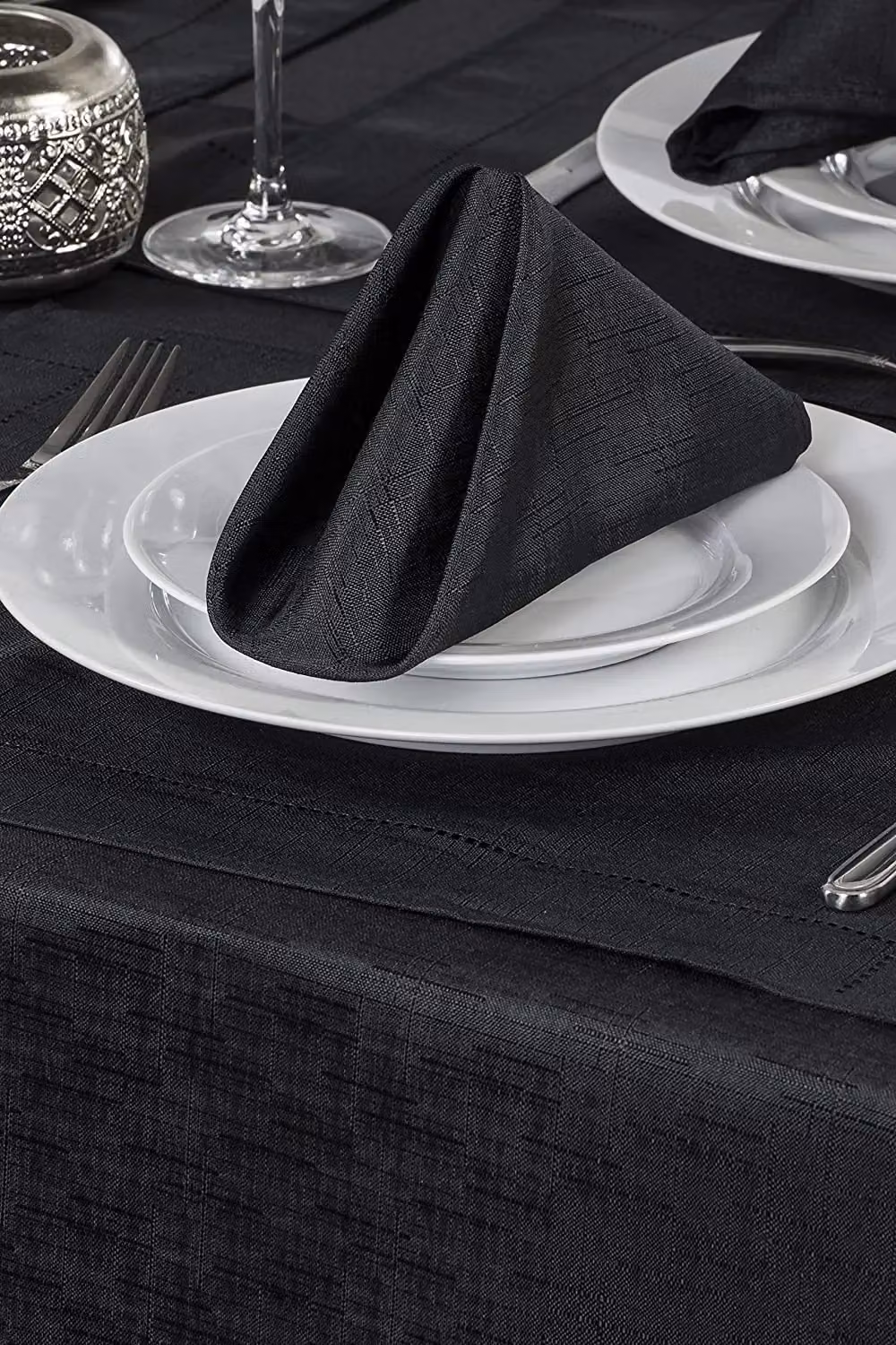 Gr8 Home Set of 4 Black Polyester Square Napkins – 3