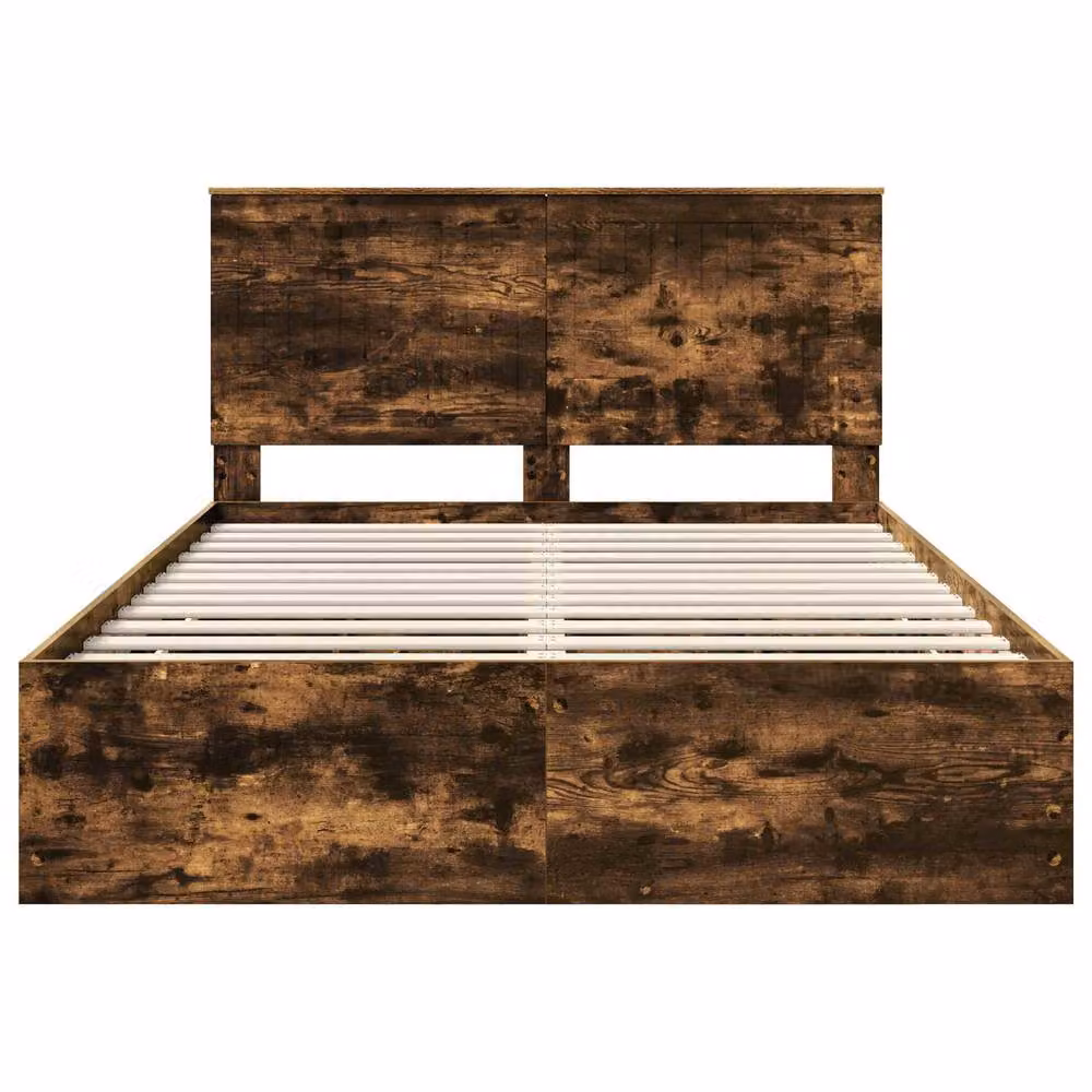 Berkfield Home Modern Bed Frame with Drawers in Smoked Oak Brown, W: 135 cm, L: 190 cm – 3