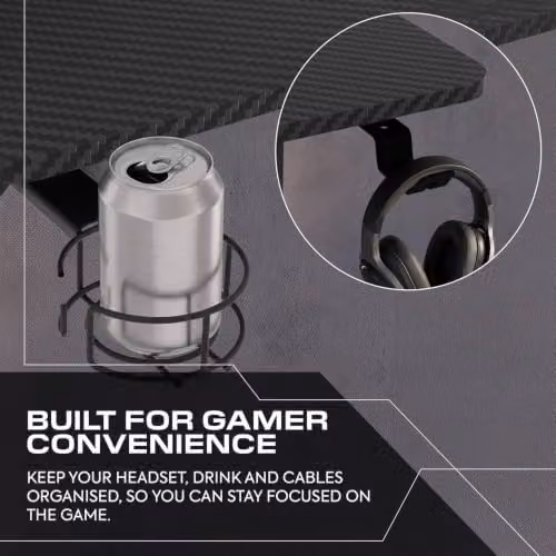 X Rocker Vortex Gaming Desk with Pegboard Shelving in Black, W/D/H: 110 x 60 x 75 cm – 4