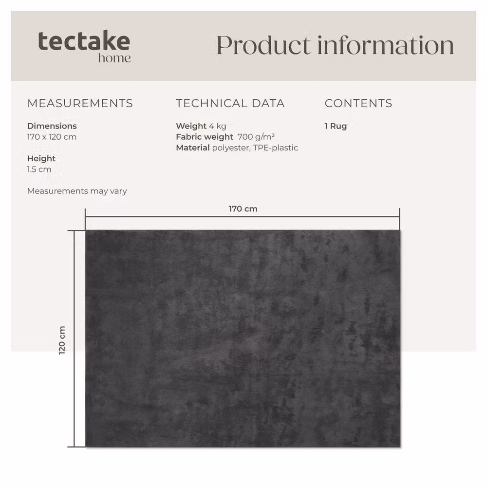 tectake Rug Zonelle, Anthracite Grey, W/D: 120 x 170 cm – 6