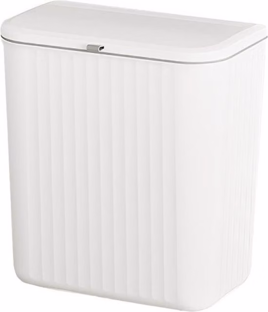 Livingandhome Wall Mounted Hanging Bin with Flip Lid, White, 9l