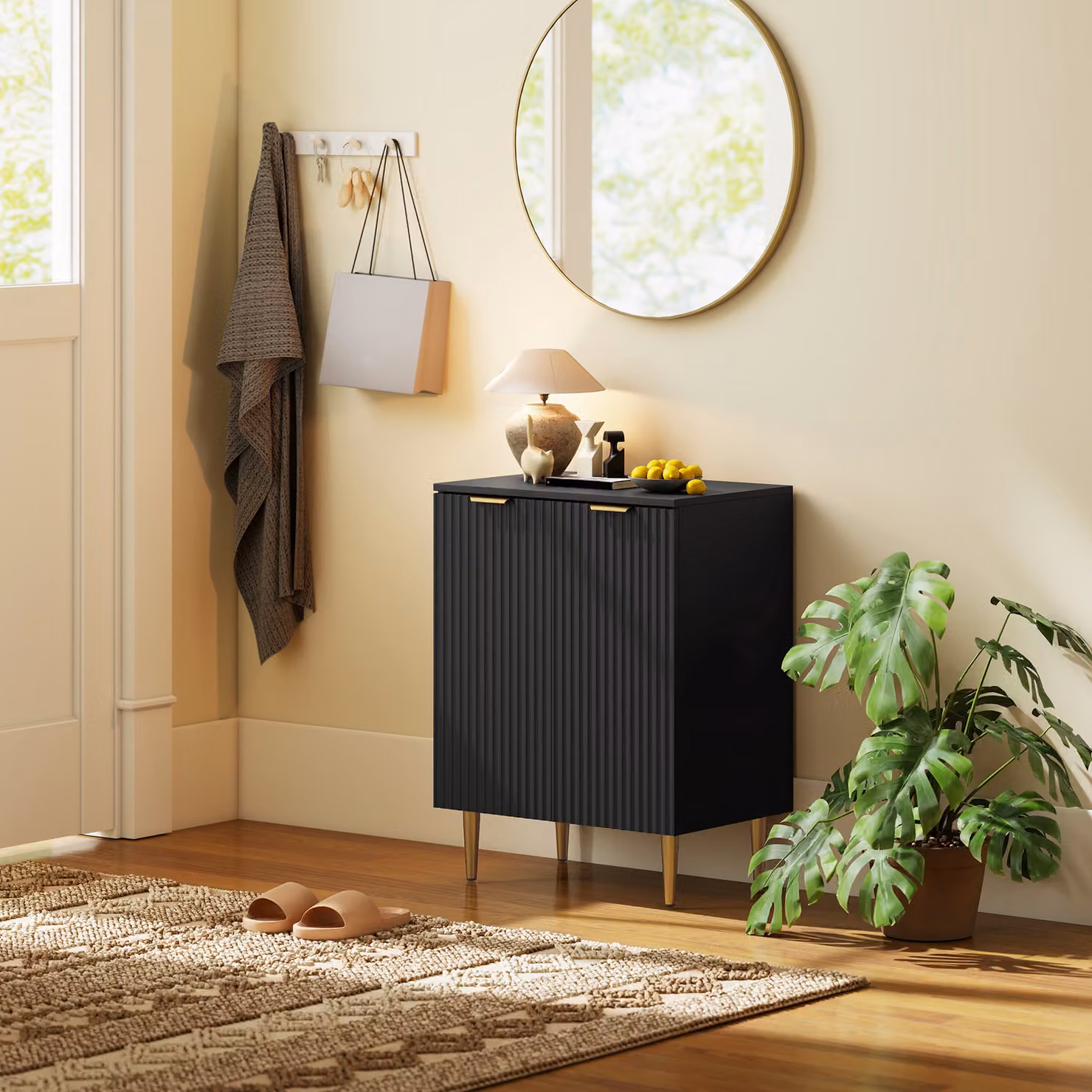 HOMCOM Modern Black Matt Metal Sideboard with Adjustable Shelves – 7