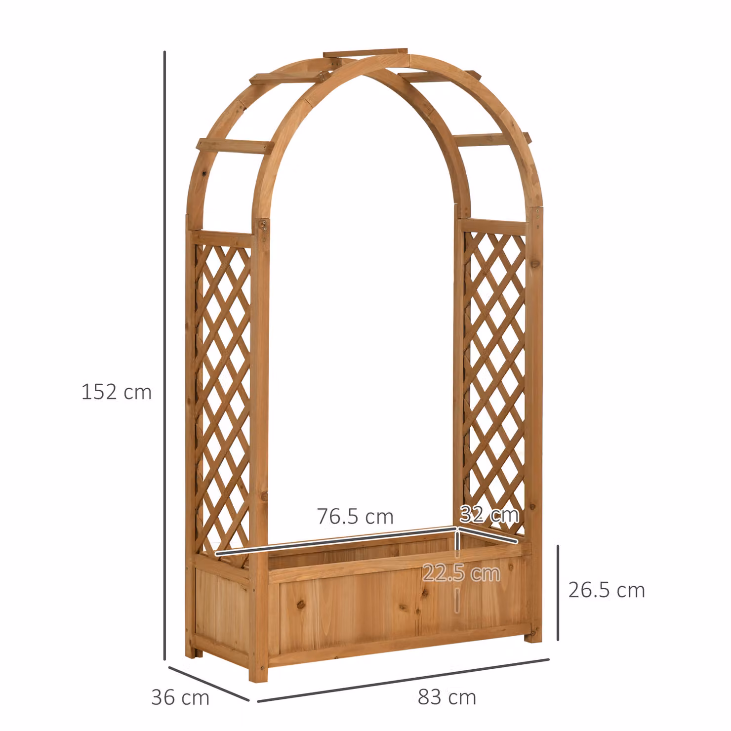 Outsunny Brown Wooden Raised Garden Bed with Arch Trellis for Climbing Plants and Herbs, W/D/H: 152 x 36 x 83 cm – 3