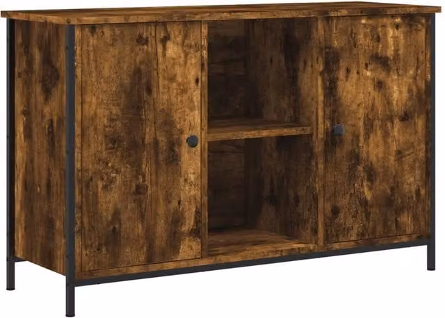 Berkfield Home TV Cabinet in Smoked Oak Brown, W/D/H: 100 x 35 x 65 cm