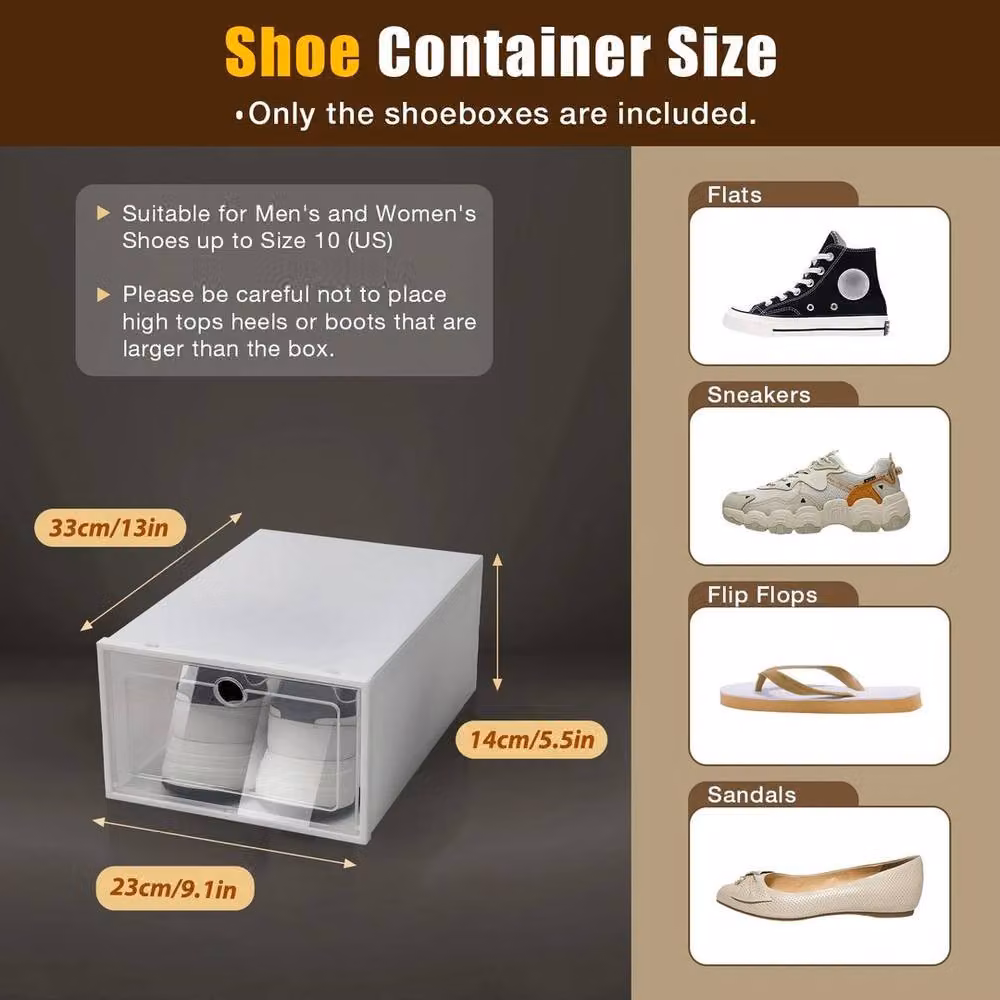 KORVIXA 24-Piece Clear Plastic Shoe Box Storage Case Set with Lids in White – 2