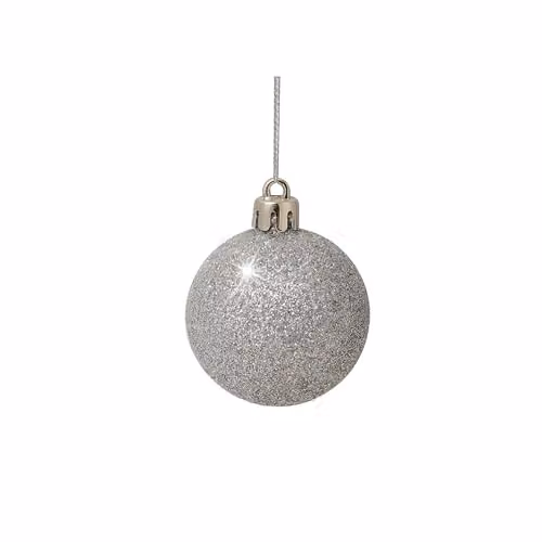 Melody Maison Set of 8 Silver Glitter Christmas Baubles – 4