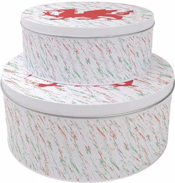 Purely Home Welsh Dragon Round Cake Tin Set in Red, Green and Multicolour