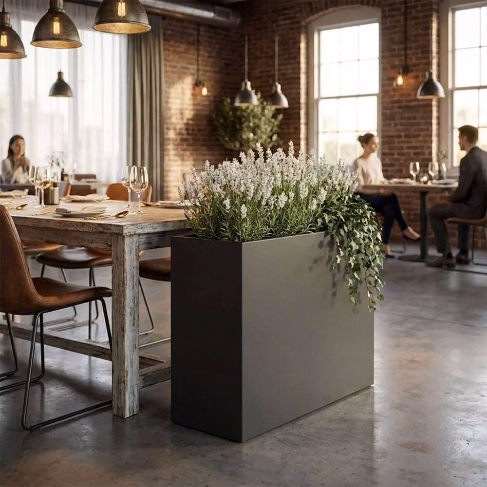 Nicoman Galvanised Steel Metal Trough Planter in Grey or Black, W/D/H: 90 x 30 x 82 cm – 7