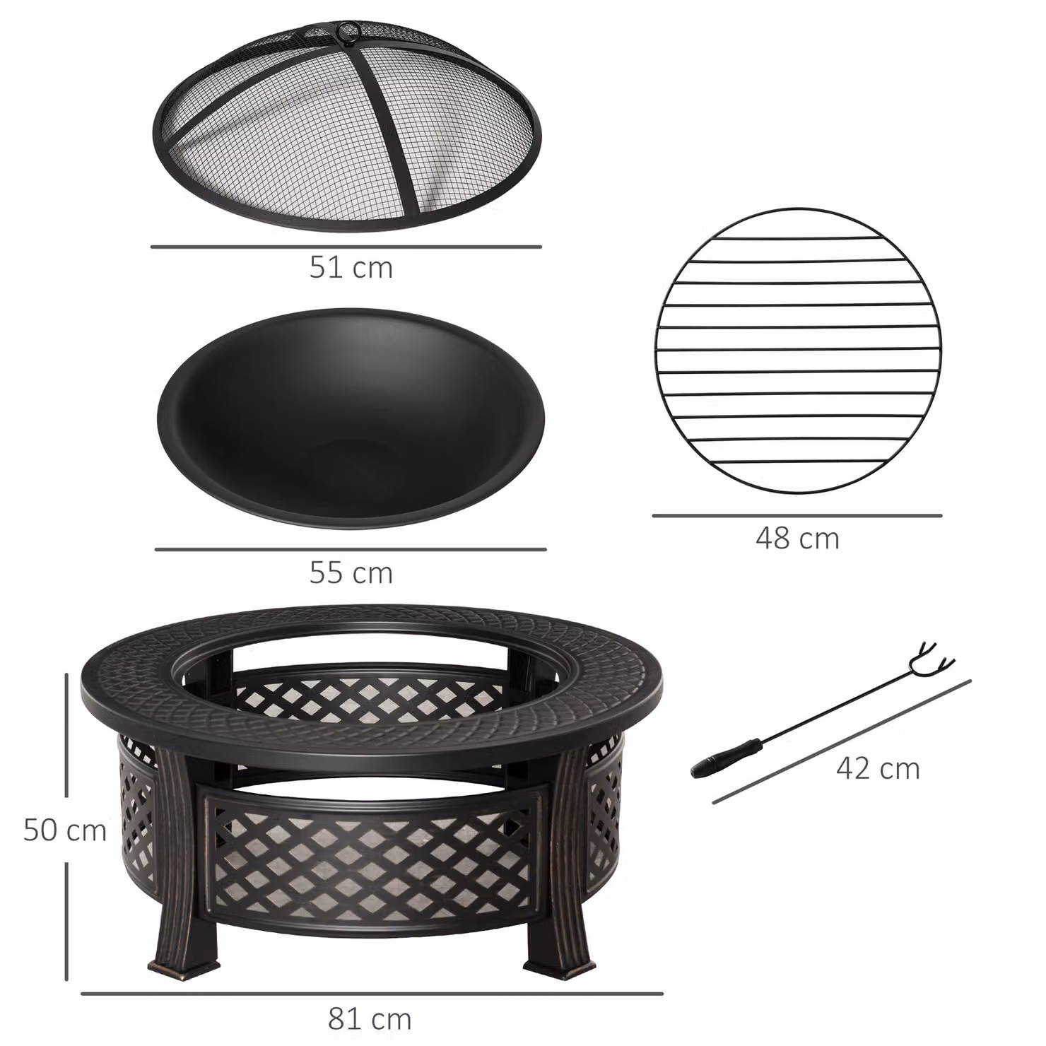 Outsunny Bronze and Black Steel Outdoor Fire Table – 3