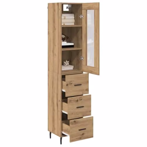 vidaXL Artisan Oak Highboard in Brown, W/D/H: 34.5 x 34 x 180 cm