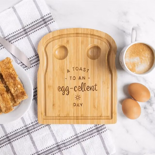 Maison & White Solid Brown Bamboo Breakfast Egg Board