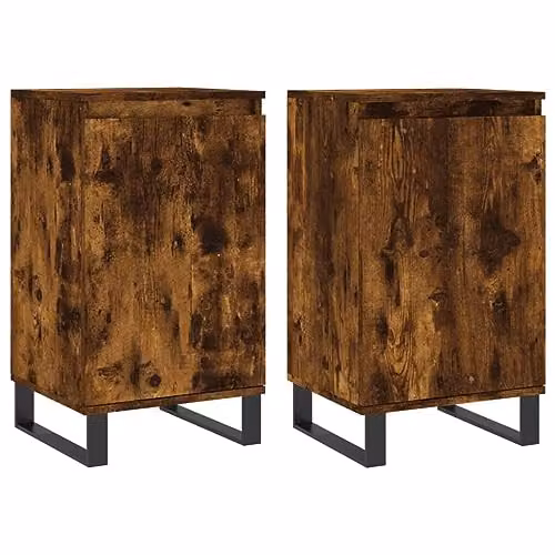 vidaXL Set of 2 Modern Sideboards in Smoked Oak Brown, W/D/H: 40 x 35 x 70 cm – 1