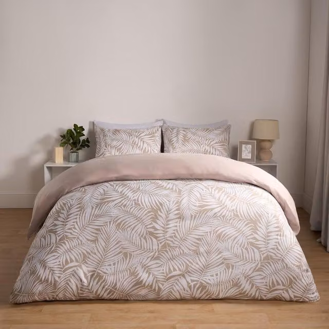 OHS Reversible Floral Tropical Duvet Cover Set, Green, Yellow and Beige, W/D/H: 180 x 200 cm