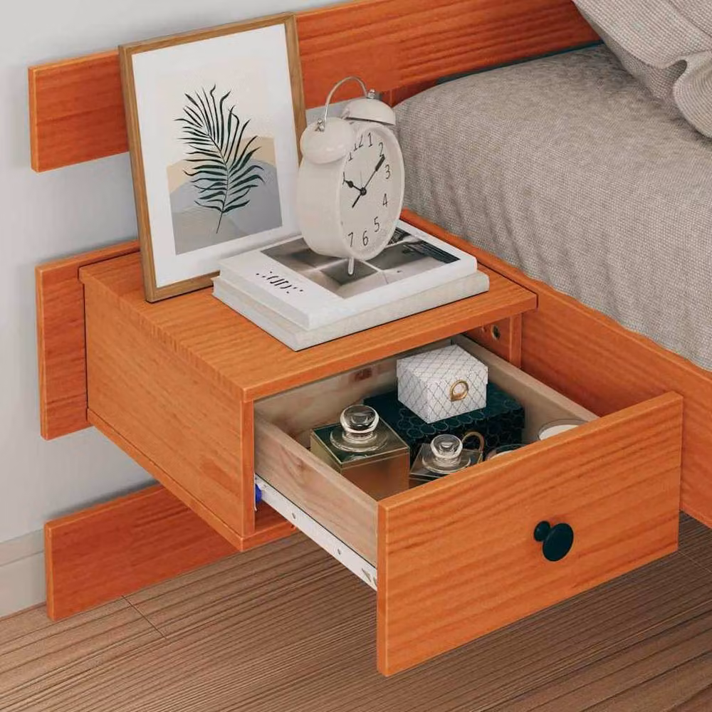 Berkfield Home Modern Solid Pine Wood Bed with Drawer, Brown, W: 100 cm, L: 200 cm – 3