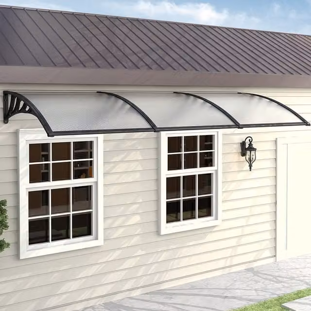 Livingandhome Outdoor Curved Shielded Rain Shelter in Black and Transparent, 270 cm