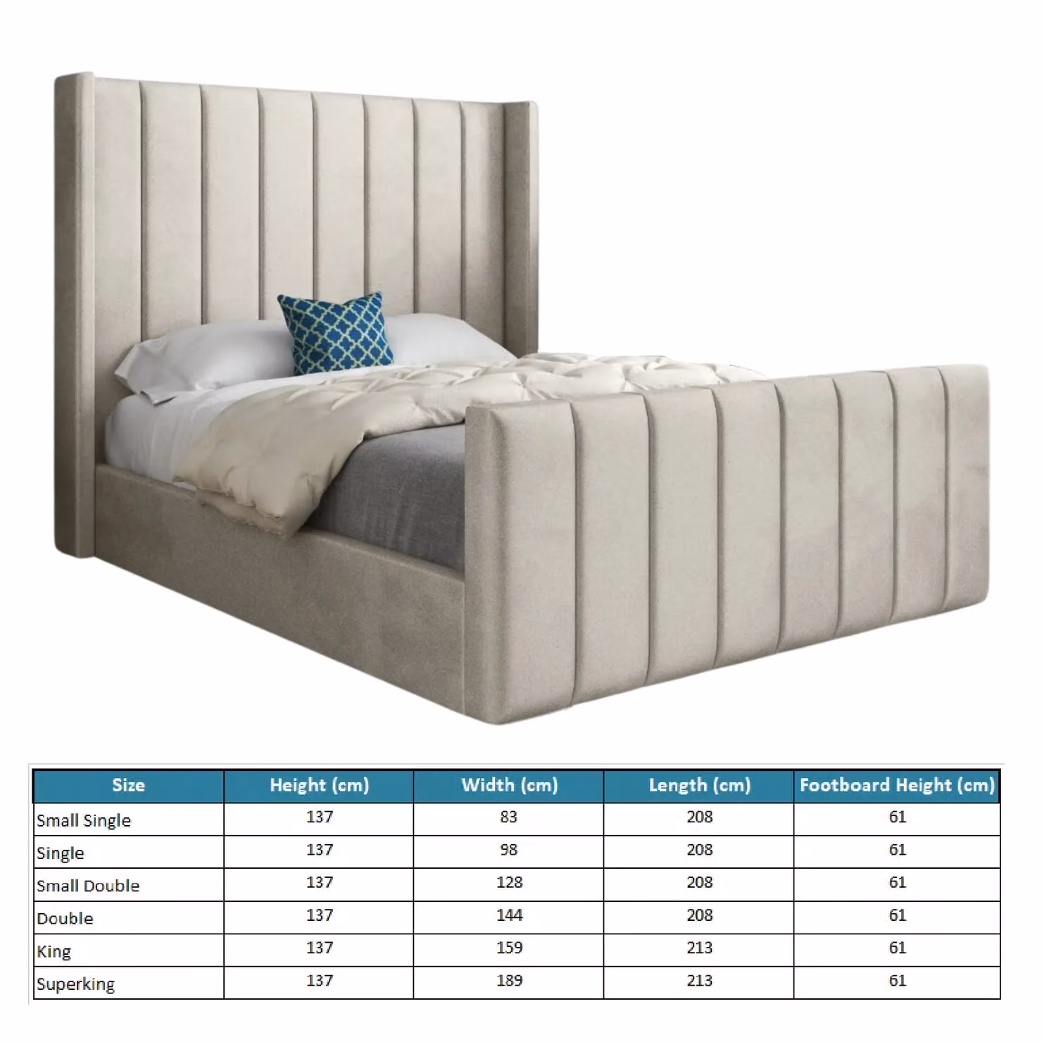 KDMD Romano Single Upholstered Soft Velvet Bed Frame in Cream – 4