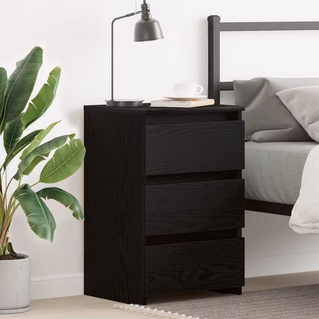 Berkfield Home Nightstand in Black Oak, W/D/H: 40 x 35 x 62.5 cm – 1