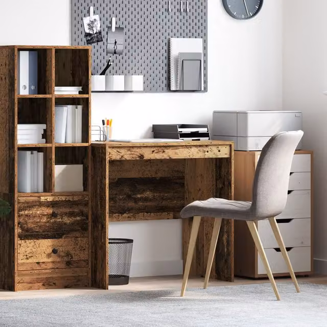 Berkfield Brown Old Wood Writing Desk, W: 80 cm, D: 50 cm, H: 76 cm – 1
