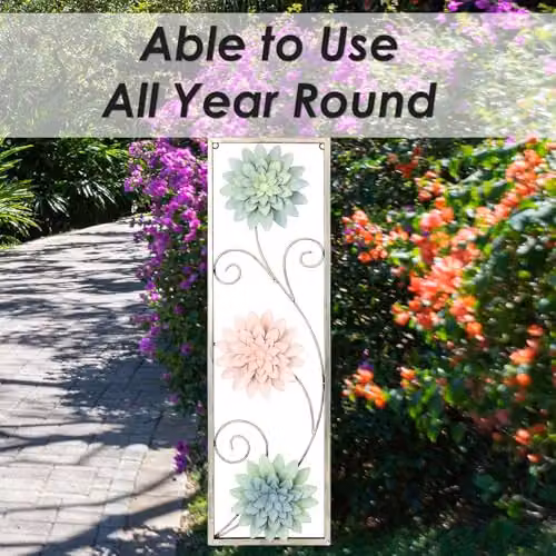 VFM e-Store Multicolour Floral Metal Wall Art, W: 71 cm, H: 21 cm – 4