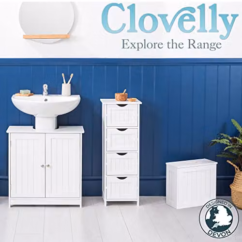 Christow White Lacquered Freestanding Bathroom Storage Box W/D/H: 17.0 x 33.0 x 37.0 cm – 4