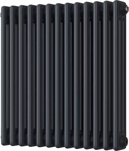 UK Radiators Anthracite Steel Horizontal Column Radiator H: 60.0 cm, W: 59.9 cm