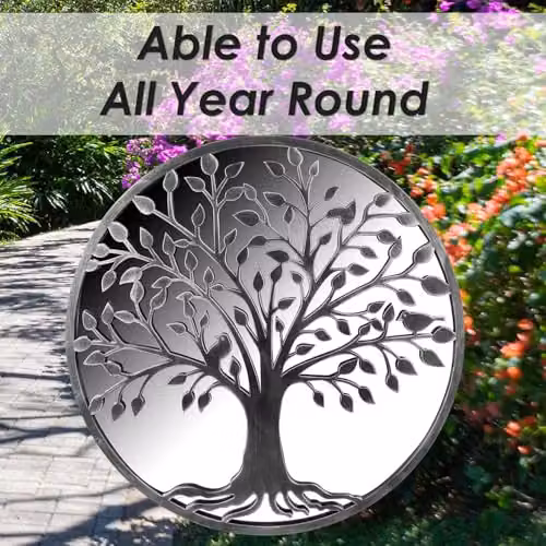 VFM e-Store Grey Tree of Life Garden Wall Mirror, W: 65 cm, H: 65 cm – 5
