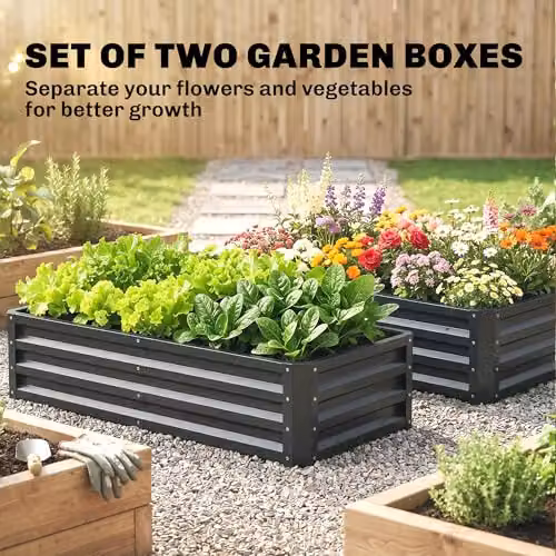 Outsunny Set of 2 Grey Galvanised Steel Raised Garden Beds, W/D/H: 120 x 60 x 30.5 cm – 3