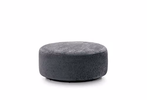 Abakus Direct Harriet Large Swivel Footstool in Grey Crushed Chenille, Diameter: 100 cm