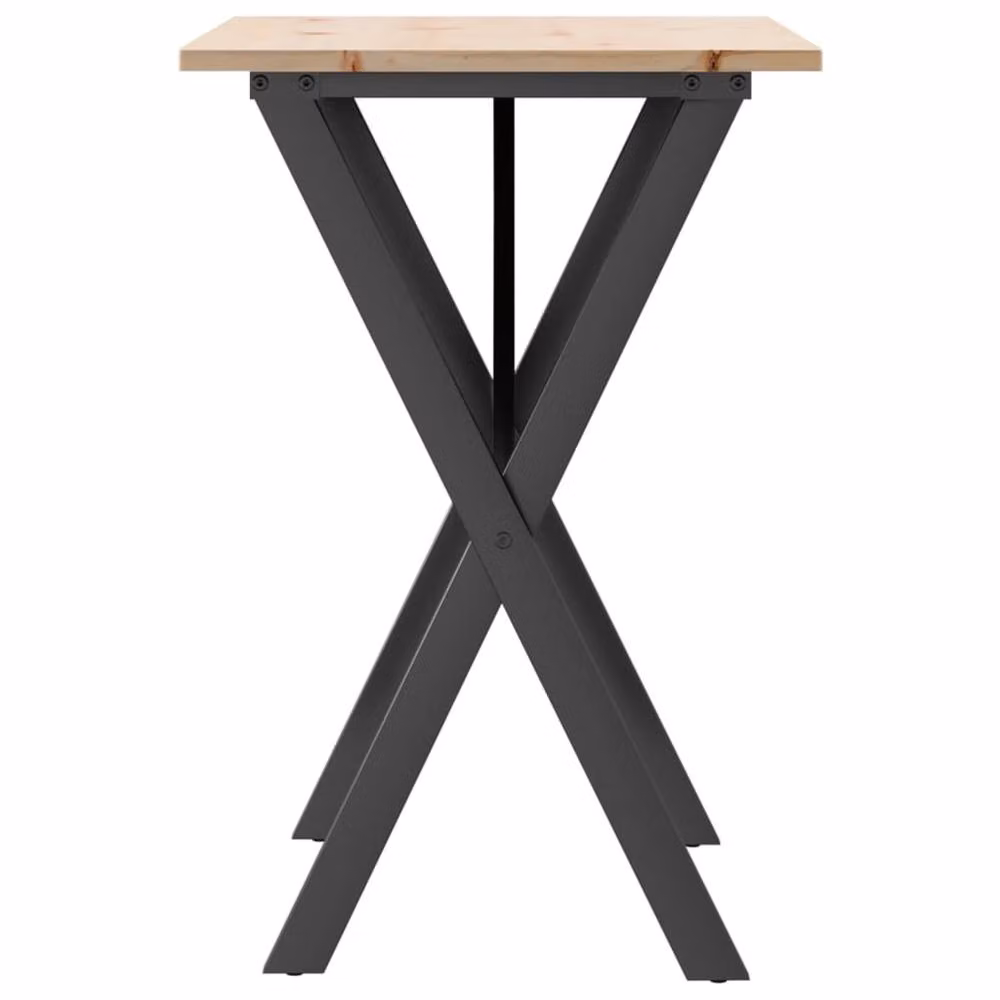 Berkfield Home X-Frame Dining Table in Brown Solid Pine and Steel, W: 80 cm, D: 50 cm, H: 75 cm – 4