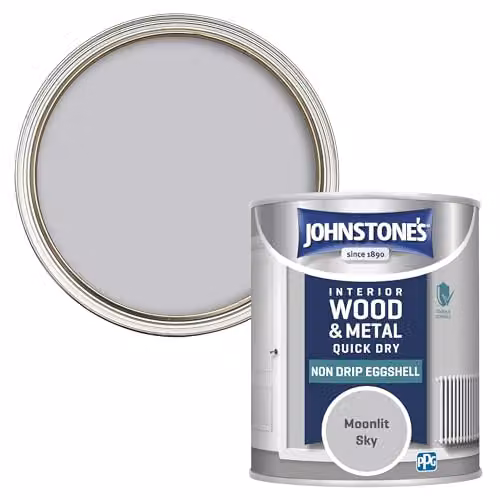 Johnstone's Quick Dry Water Based Eggshell Paint for Interior Wood and Metal, Moonlitsky Grey, 0.75 l – 2