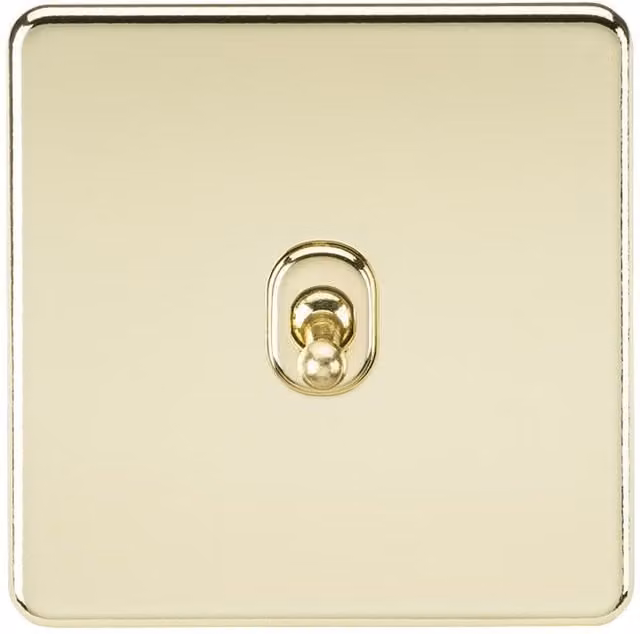 Knightsbridge SF1TOGPB Screwless 10AX 1G 2-Way Toggle Switch in Polished Brass