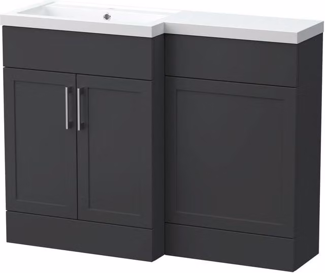 Balterley Pirehill Traditional Floor Standing 2 Door Vanity Basin WC Combination Unit in Anthracite Grey, W: 110 cm