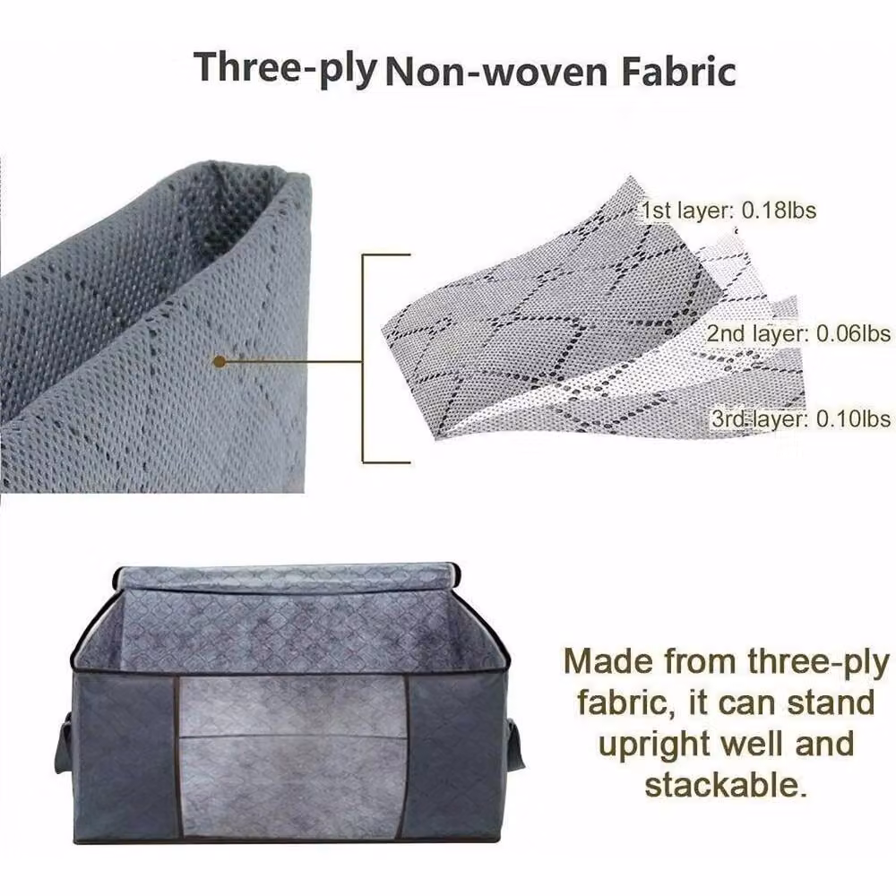 KORVIXA 3-Piece Fabric Clothes Storage Bags in Grey, Underbed with Handles, W/D/H: 80 x 80 x 80 cm – 4