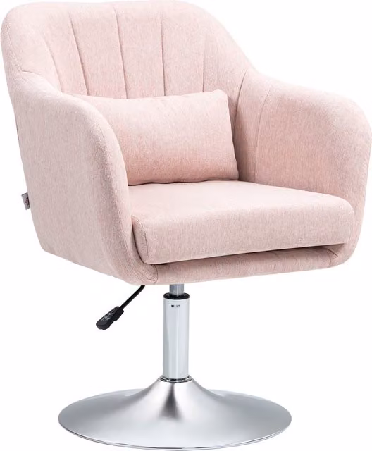 HOMCOM Pink Contemporary Vanity Armchair with Adjustable Height and 360 Degree Swivel