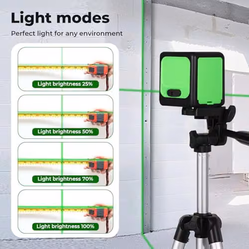 Traderight Green Self-Levelling Cross Line Laser Level with Tripod and IP54 Waterproof Rating – 6