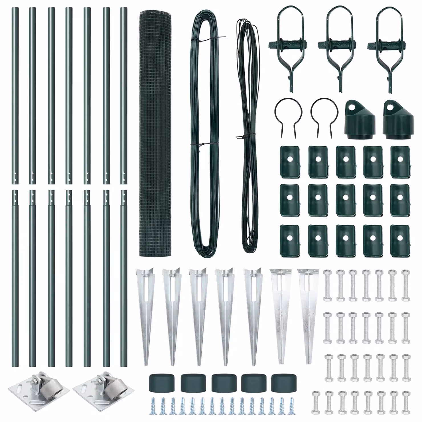 Berkfield Home Green Steel Welded Wire Fence with 7 Spike Posts, W: 10 m, H: 1.4 m – 4