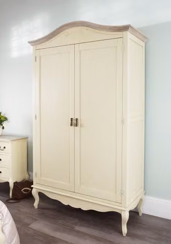 Statement Furniture Juliette Double Wardrobe in Champagne with Internal Shelves and Hanging Rod, H 217 cm x W 131 cm x D 60 cm
