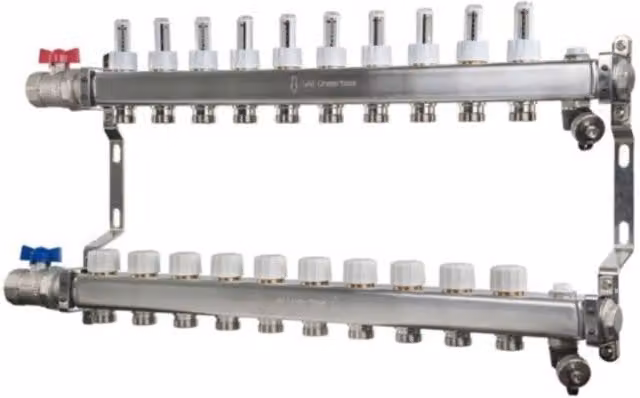 John Guest Speedfit UFH Euroconus 10 Port Manifold, Grey, JGUFHMAN10E