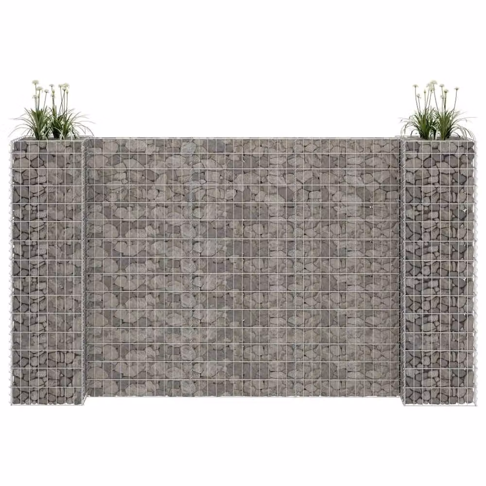 Berkfield Home H-Shaped Steel Wire Gabion Planter and Raised Bed in Silver, W/D/H: 260 x 40 x 150 cm – 2