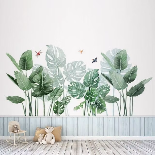 Livingandhome Floral Self-adhesive Wallpaper in Green