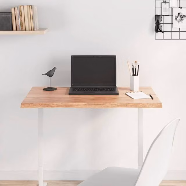 Berkfield Home Light Brown Treated Solid Wood Oak Live Edge Table Top, W: 80 cm, D: 50 cm, H: 2 cm