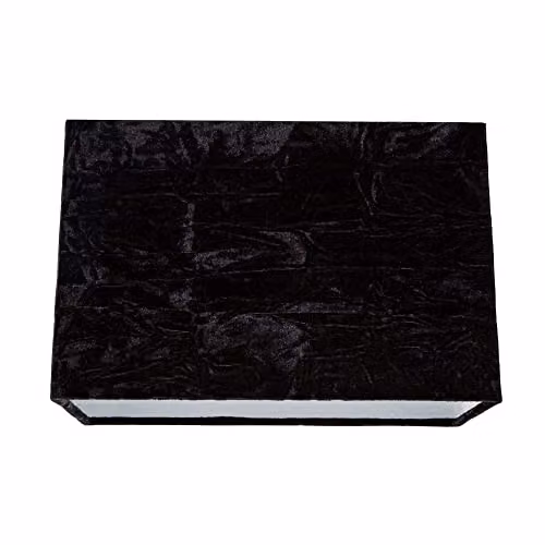 Happy Homewares Modern Rectangular Crushed Velvet Fabric Lamp Shade in Black, Length: 29 cm – 1