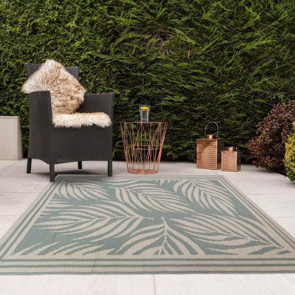 JVL The Gardener Reversible Outdoor Garden Rug with Large Leaf Floral Pattern in Green, W/D/H: 210 x 150 cm – 3