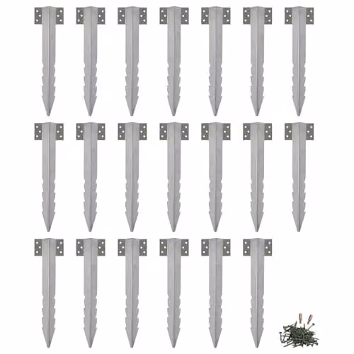 Harbour Housewares Galvanised Steel Railway Sleeper Brackets with Fixings, Silver, 40cm, Pack of 20